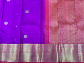 Indigo Kanjivaram Saree with Gold Zari Pallu